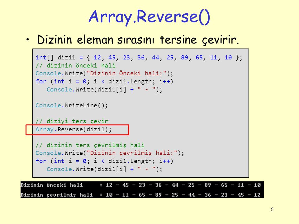 array reverse